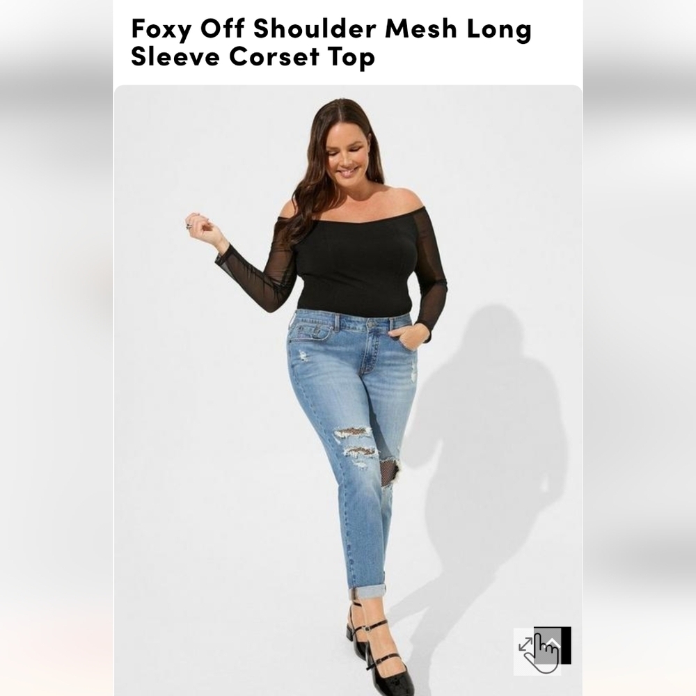 New Torrid Foxy Off the Shoulder Mesh Long Sleeve Corset Top 5x, new with tags - Picture 4 of 14